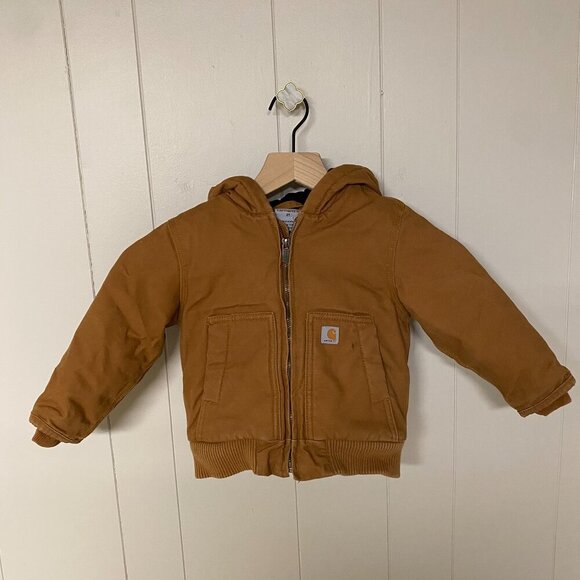 Carhartt Other - Boy's Carhartt Canvas Insulated Hooded Active Jacket, Carhartt Brown, 2T.